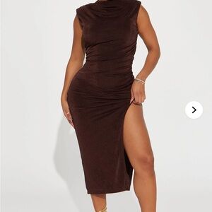 Fashion Nova Brown Sleeveless Dress